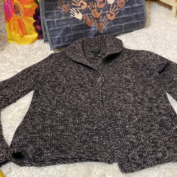 CALVIN KLEIN JEANS CARDIGAN SWEATER BLACK WHITE Flecks ONE Button Size … - Picture 11 of 14